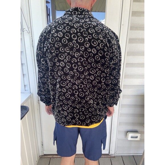 Vintage True Grit Men’s L Lustre Cotton Velvet Button Up Shirt Black  Silver USA - Picture 5 of 16